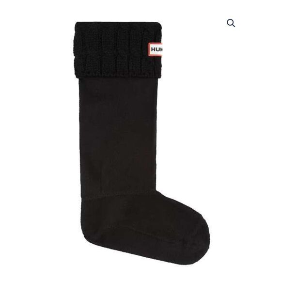NWOT Hunter Tall Black Cable Knit Cuff Rain Boot Socks SZ M = US Women's SZ 5-7 - Picture 2 of 5